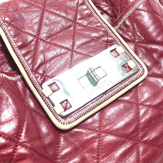 CHANEL Shoulder Bag leather Red Bag Tote Bag quilted shawl 2.55 Matelasse WChain Women Used Authentic