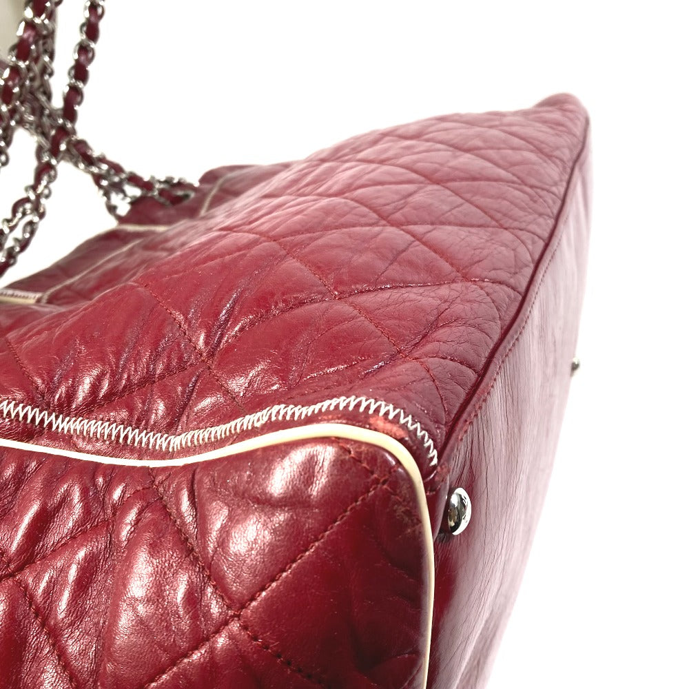 CHANEL Shoulder Bag leather Red Bag Tote Bag quilted shawl 2.55 Matelasse WChain Women Used Authentic