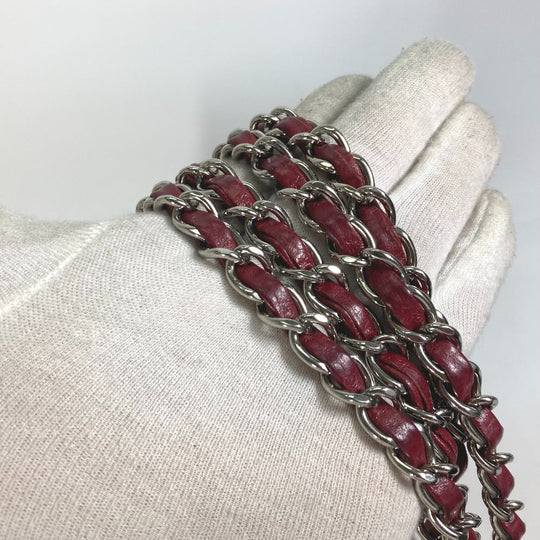 CHANEL Shoulder Bag leather Red Bag Tote Bag quilted shawl 2.55 Matelasse WChain Women Used Authentic