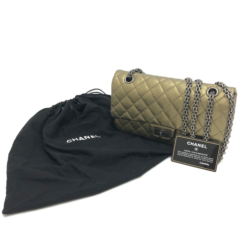CHANEL Shoulder Bag Calfskin gold 2.55 metal fittings Matelasse quilting Women Used Authentic