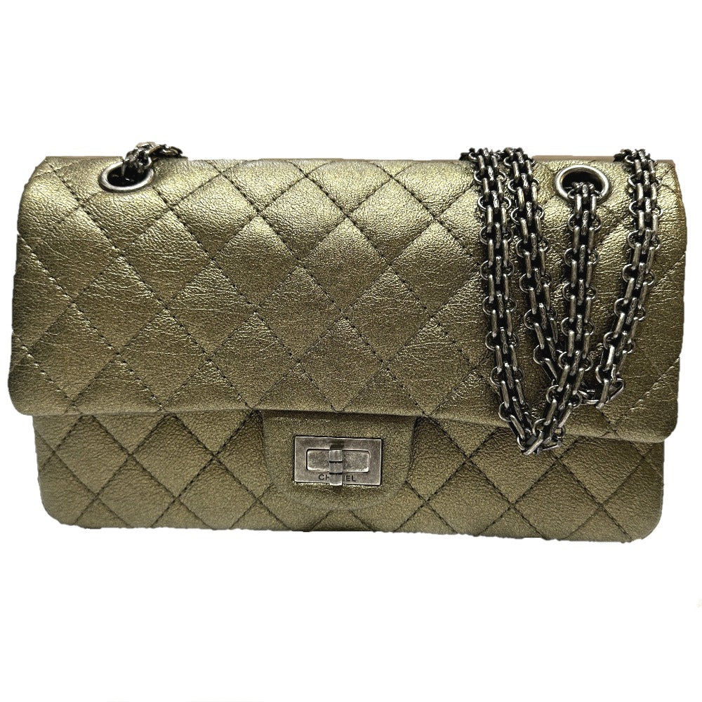 CHANEL Shoulder Bag Calfskin gold 2.55 metal fittings Matelasse quilting Women Used Authentic