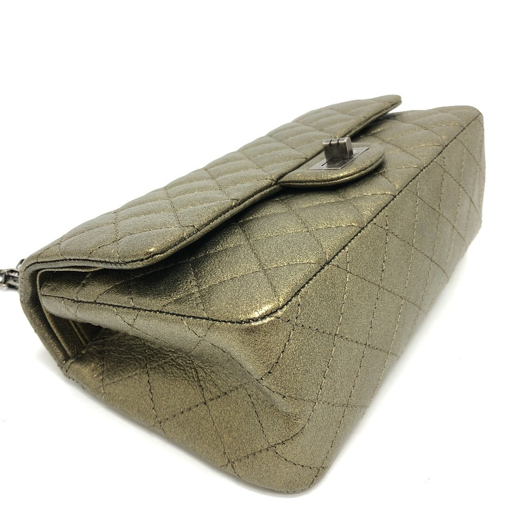 CHANEL Shoulder Bag Calfskin gold 2.55 metal fittings Matelasse quilting Women Used Authentic