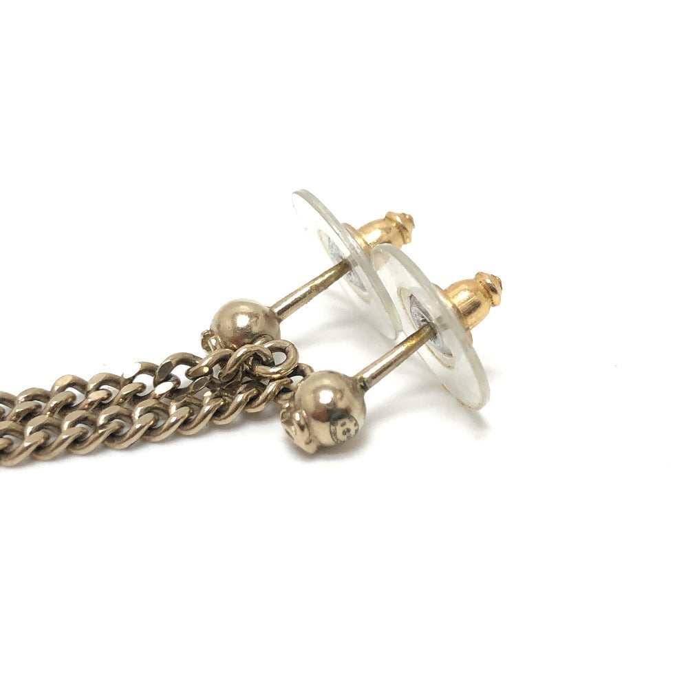 CHANEL Pierce metal gold 16B Fake pearl Women Used Authentic