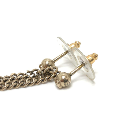 CHANEL Pierce metal gold 16B Fake pearl Women Used Authentic