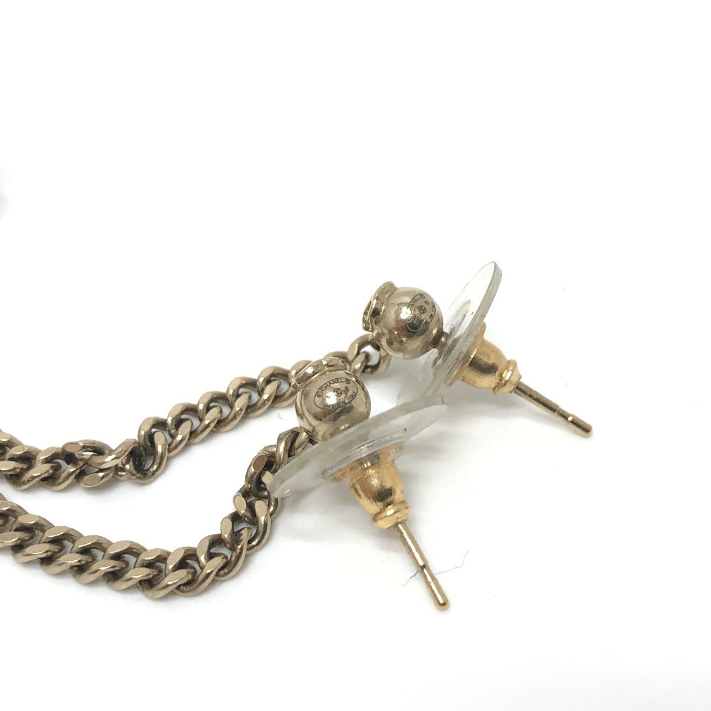 CHANEL Pierce metal gold 16B Fake pearl Women Used Authentic