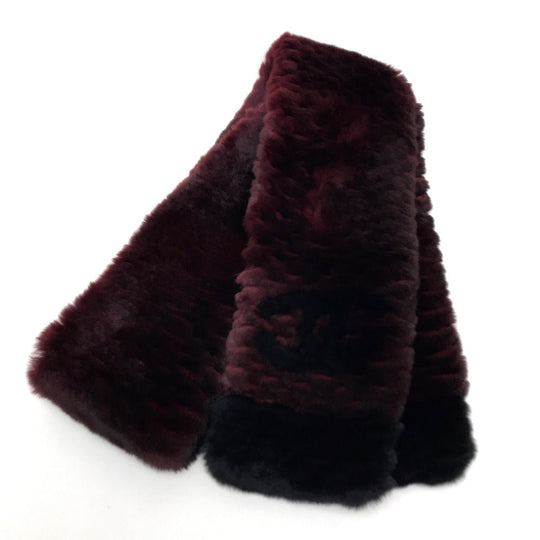 CHANEL Scarf fur Bordeaux CC COCO Mark fur Women Used Authentic