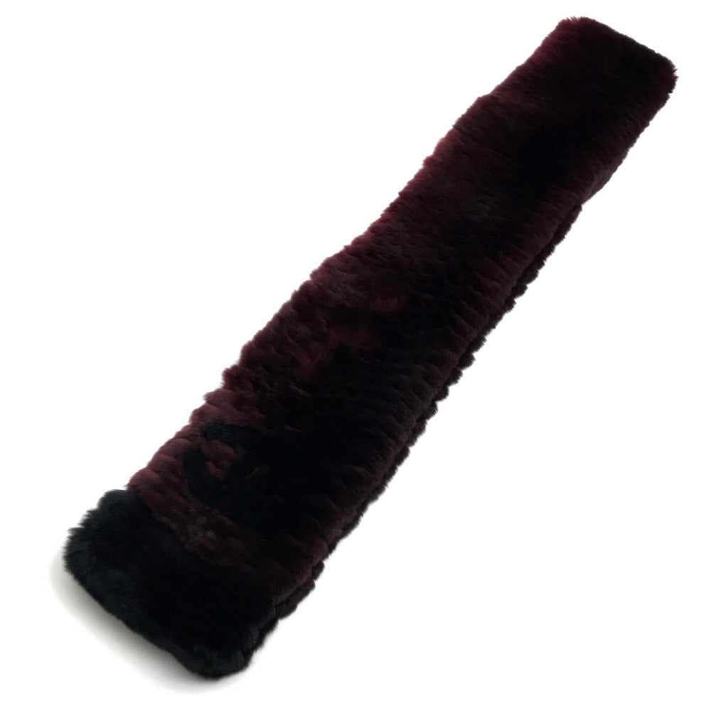 CHANEL Scarf fur Bordeaux CC COCO Mark fur Women Used Authentic