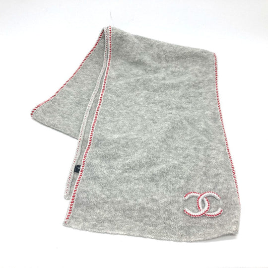 CHANEL Scarf cashmere gray 2024 model COCO Mark Women Used Authentic