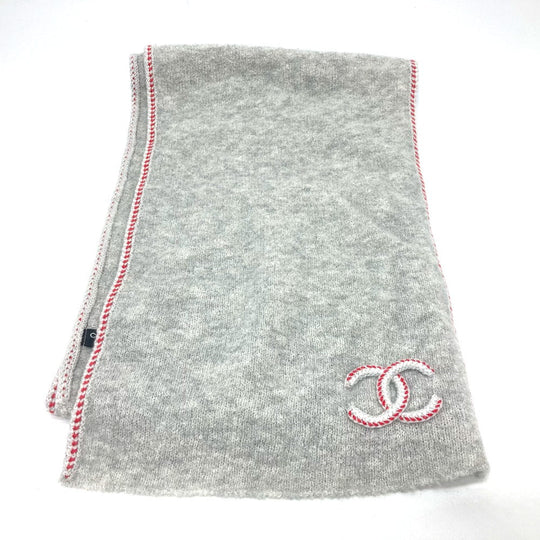 CHANEL Scarf cashmere gray 2024 model COCO Mark Women Used Authentic