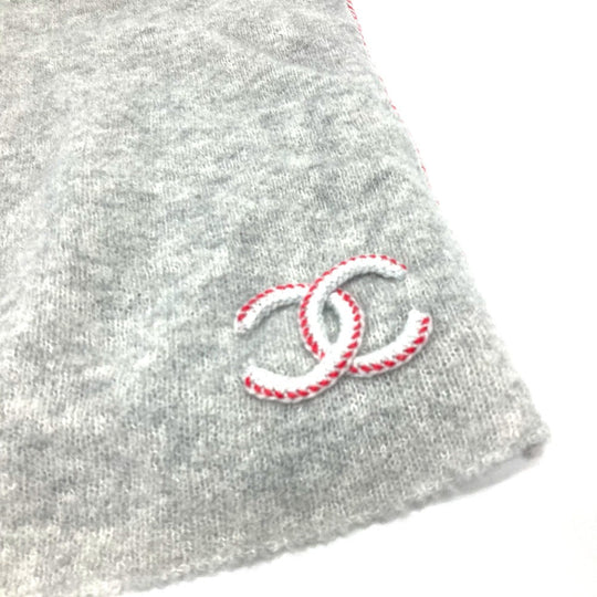CHANEL Scarf cashmere gray 2024 model COCO Mark Women Used Authentic