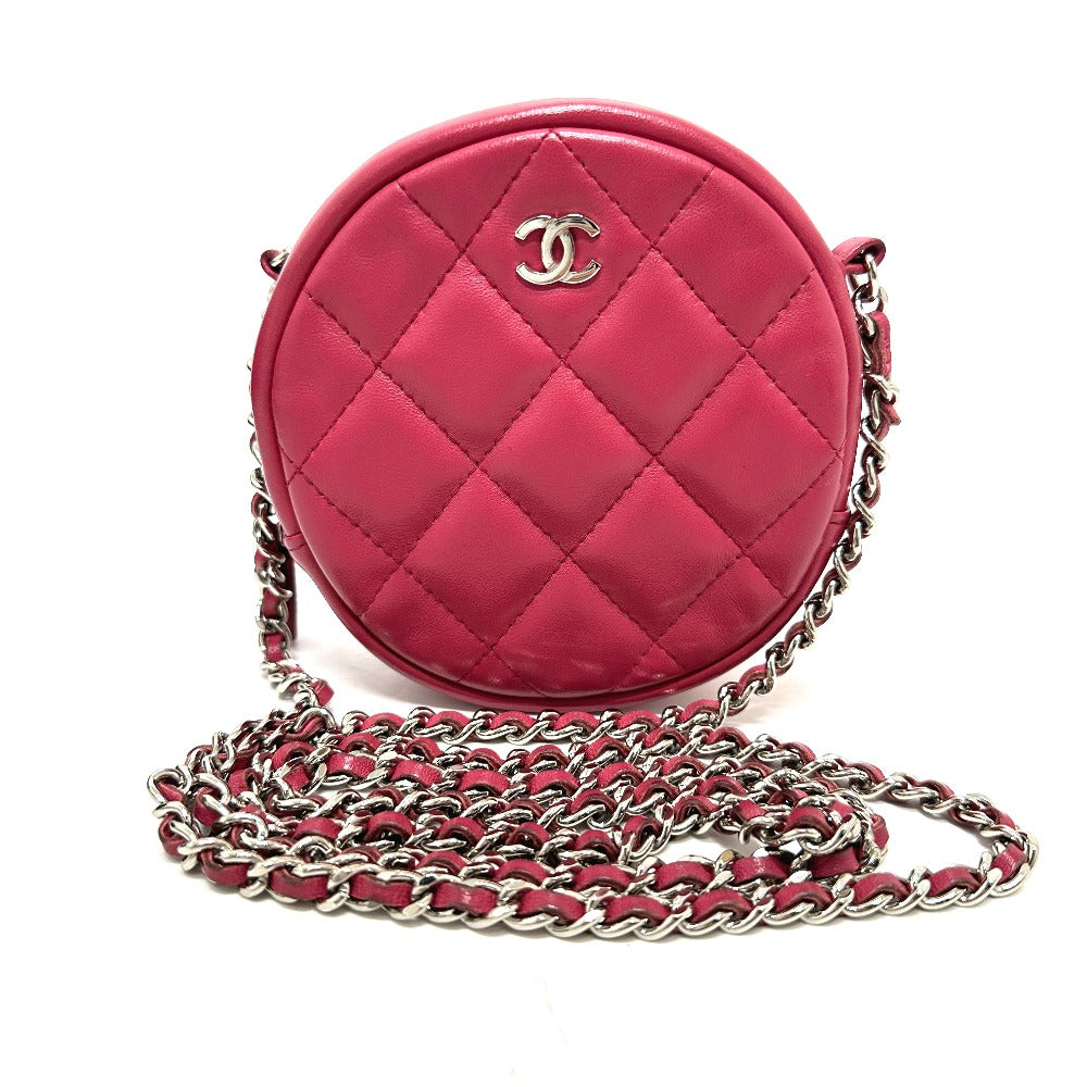 CHANEL Shoulder Bag lambskin beige COCO Mark round Women Used Authentic