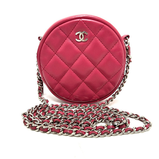 CHANEL Shoulder Bag lambskin beige COCO Mark round Women Used Authentic