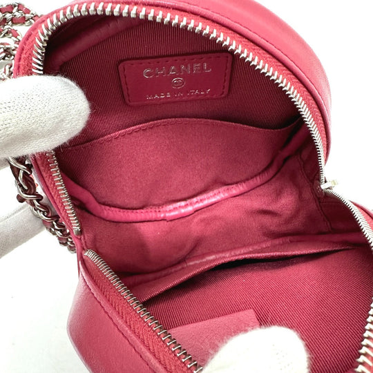 CHANEL Shoulder Bag lambskin beige COCO Mark round Women Used Authentic