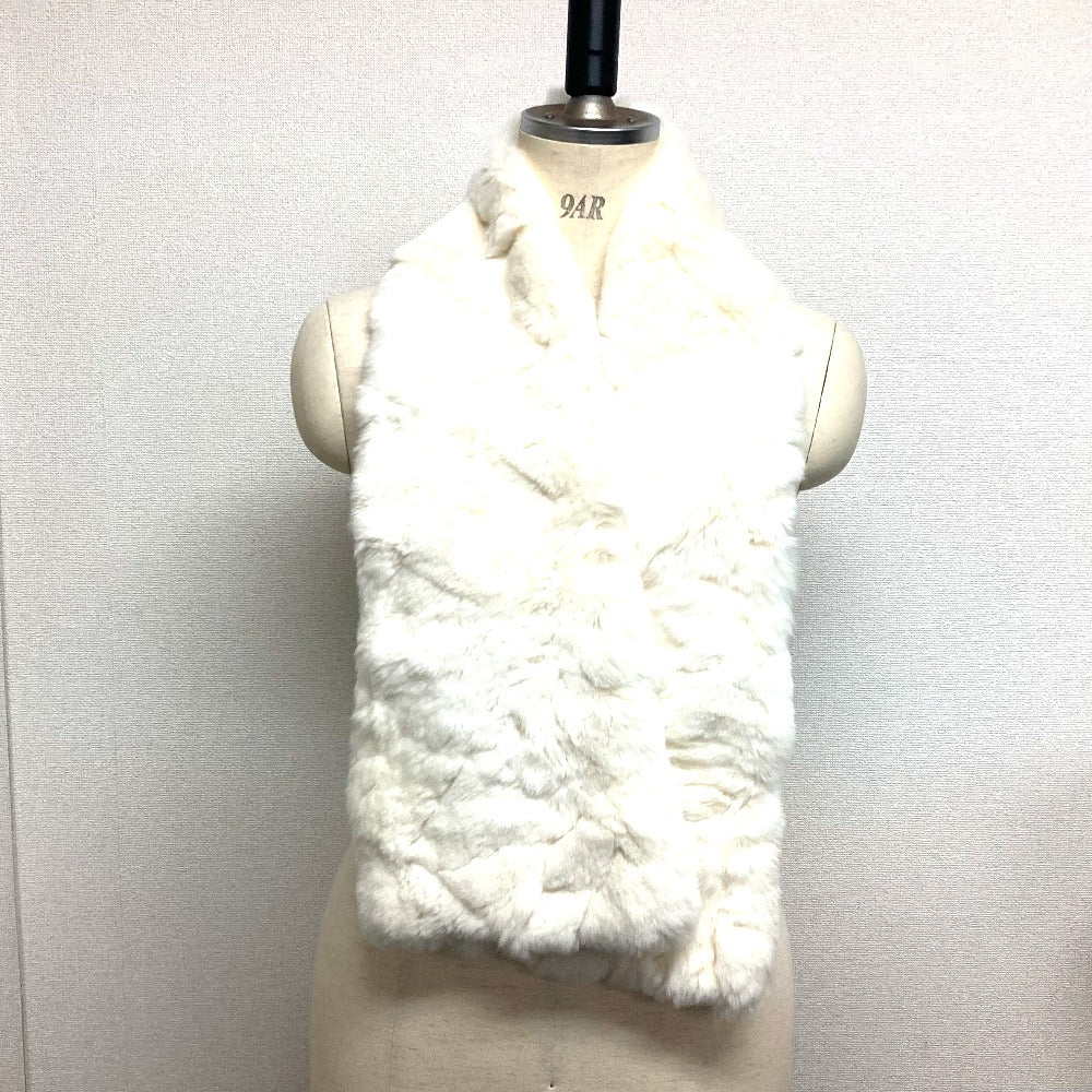 CHANEL Scarf Fur , Lapin white fur Women Used Authentic