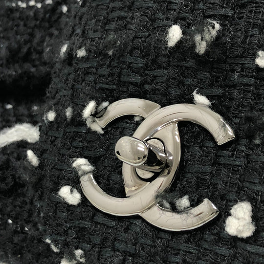 CHANEL Shoulder Bag tweed black COCO Mark