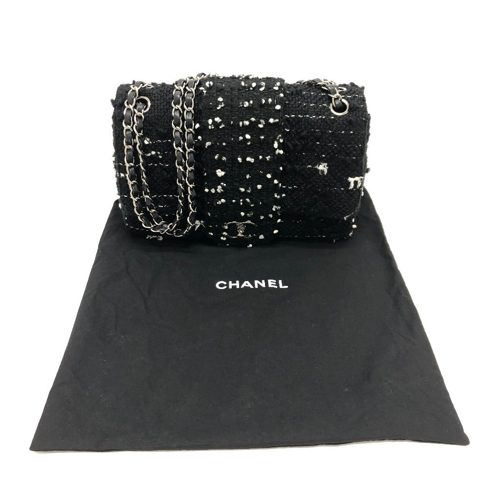 CHANEL Shoulder Bag tweed black COCO Mark