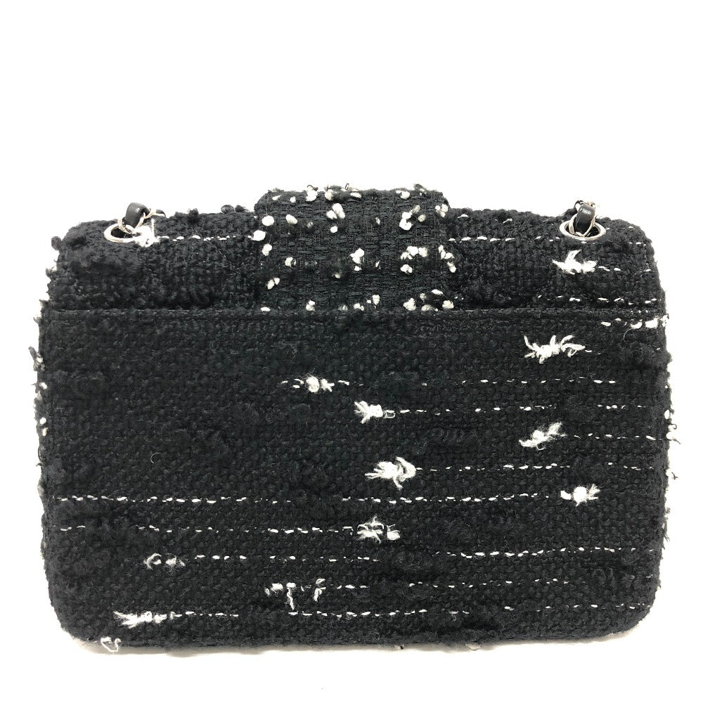CHANEL Shoulder Bag tweed black COCO Mark