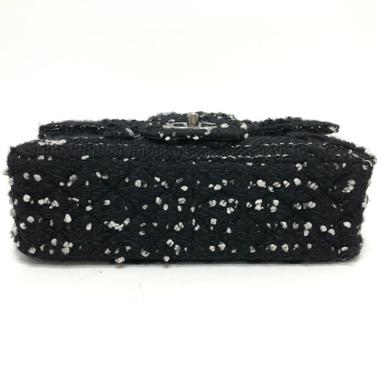 CHANEL Shoulder Bag tweed black COCO Mark