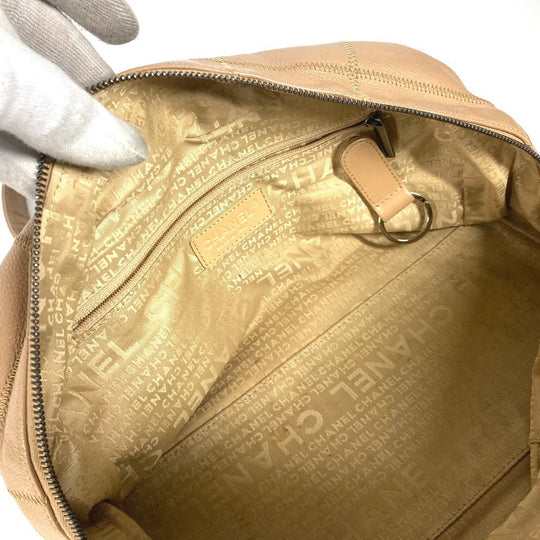 CHANEL Shoulder Bag Caviar skin beige Chocolate bar Women Used Authentic