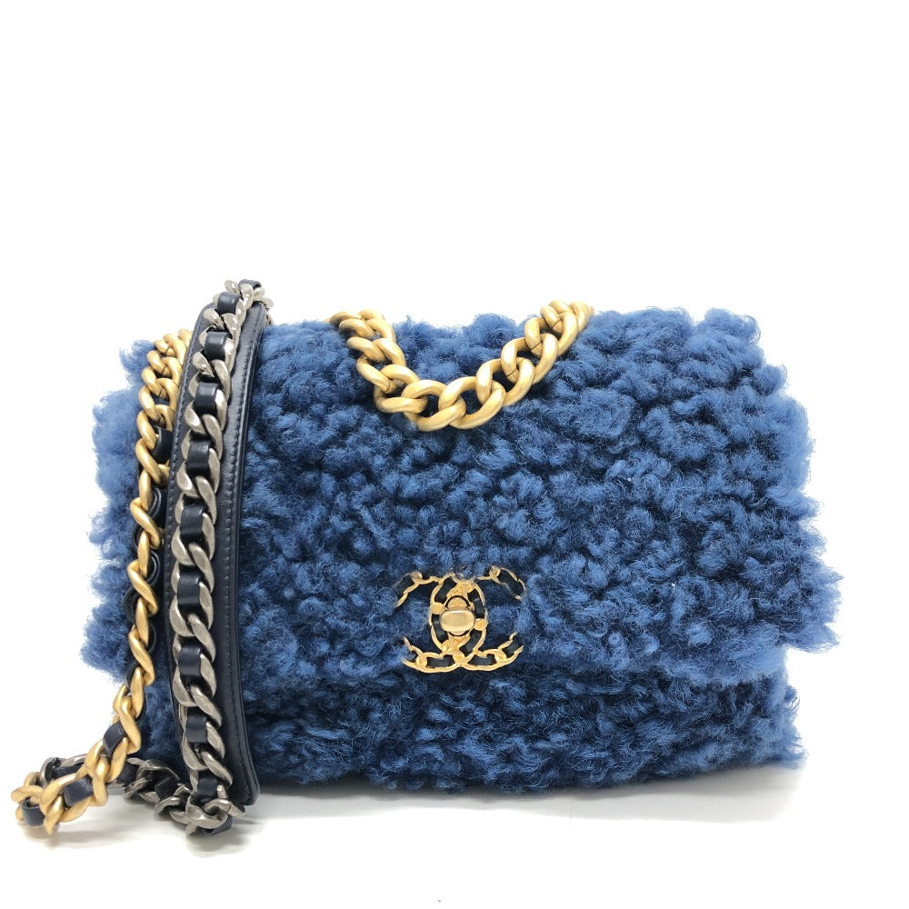 CHANEL Shoulder Bag Mouton blue Mouton Matelasse CHANEL19