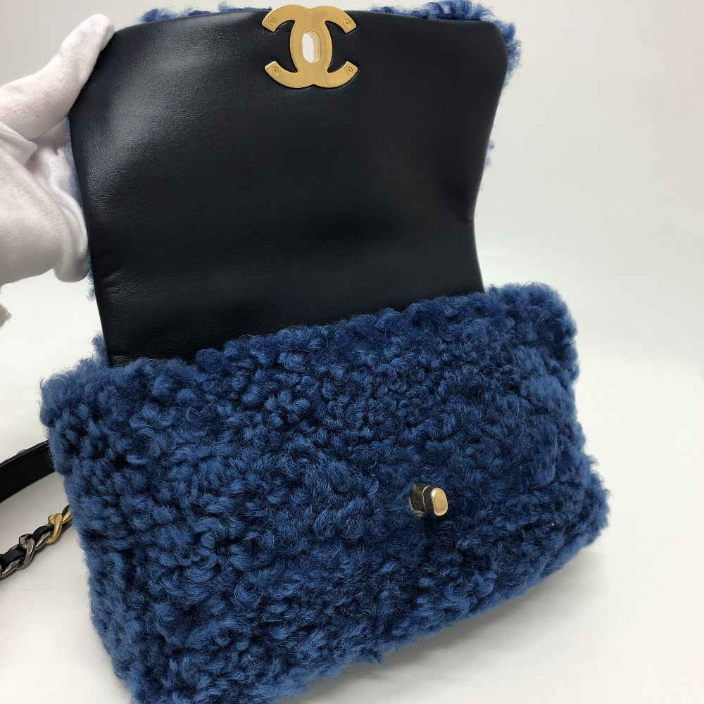 CHANEL Shoulder Bag Mouton blue Mouton Matelasse CHANEL19