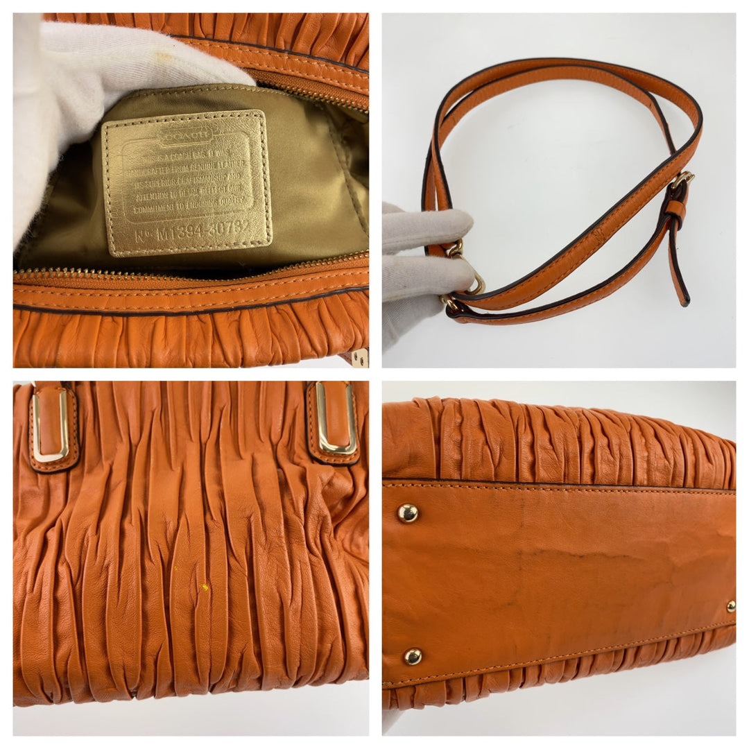 COACH Tote Bag M1394-30782 leather Orange Madison