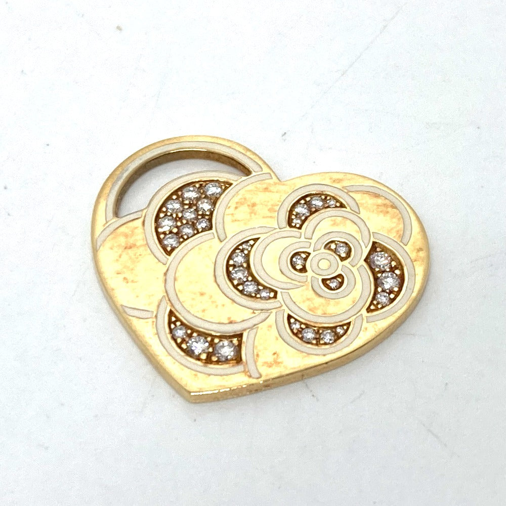 CHANEL Pendant top 18K Yellow Gold gold K18 Camellia Heart Women Used Authentic