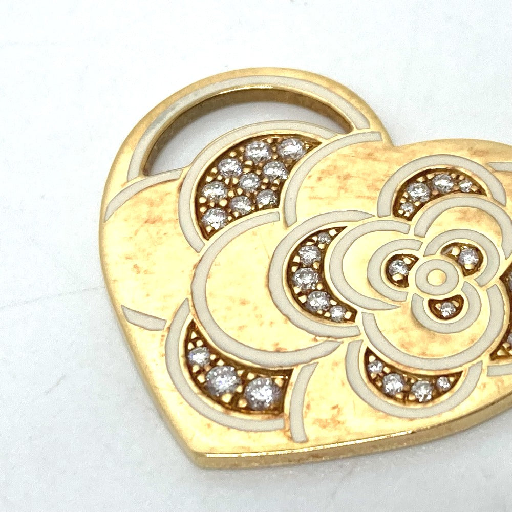 CHANEL Pendant top 18K Yellow Gold gold K18 Camellia Heart Women Used Authentic