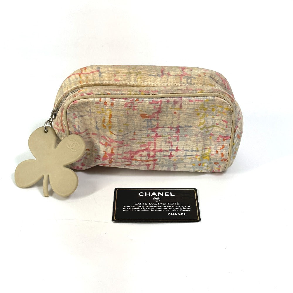 CHANEL Pouch Nylon / leather pink CC COCO Mark Camellia flower flower Women Used Authentic