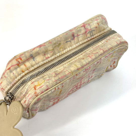 CHANEL Pouch Nylon / leather pink CC COCO Mark Camellia flower flower Women Used Authentic