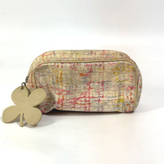 CHANEL Pouch Nylon / leather pink CC COCO Mark Camellia flower flower Women Used Authentic