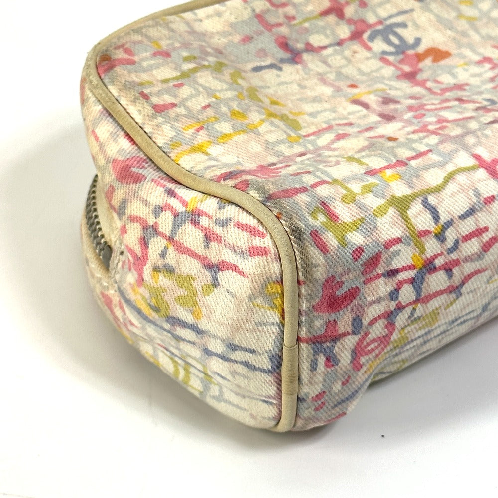 CHANEL Pouch Nylon / leather pink CC COCO Mark Camellia flower flower Women Used Authentic
