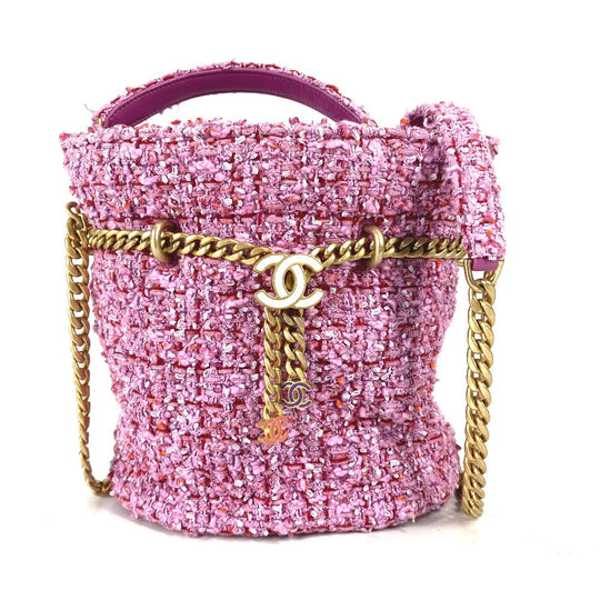 CHANEL Shoulder Bag tweed pink 2022Stainless Steel CC COCO Mark Chain Women Used Authentic