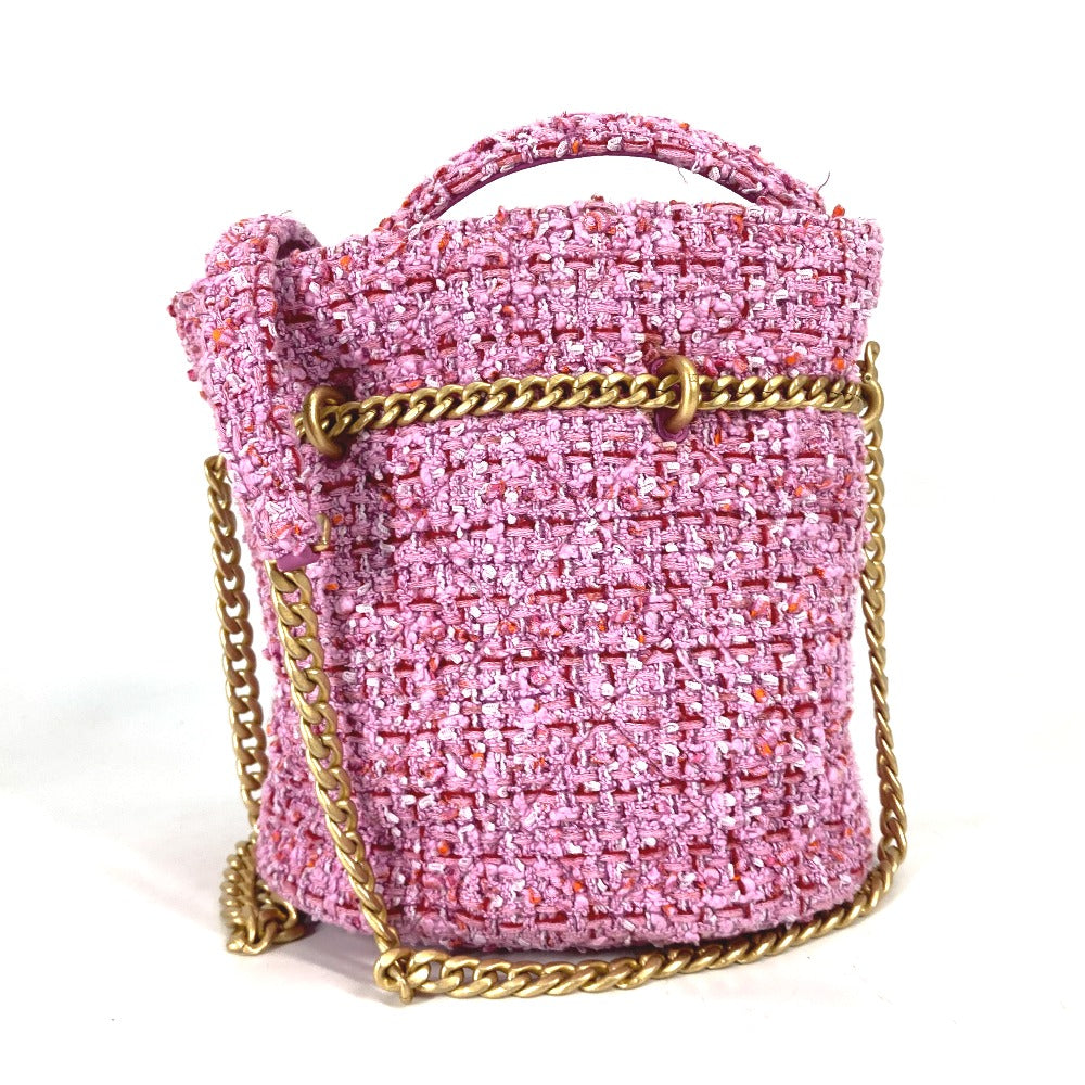 CHANEL Shoulder Bag tweed pink 2022Stainless Steel CC COCO Mark Chain Women Used Authentic