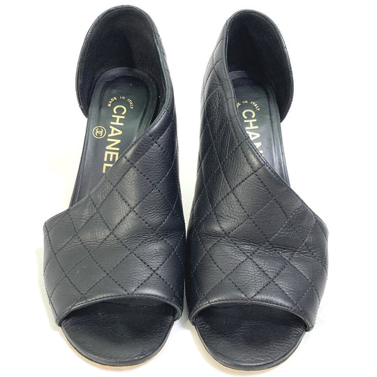 CHANEL pumps G30050 leather black shoes Matrasse quilting Women 37 Used Authentic
