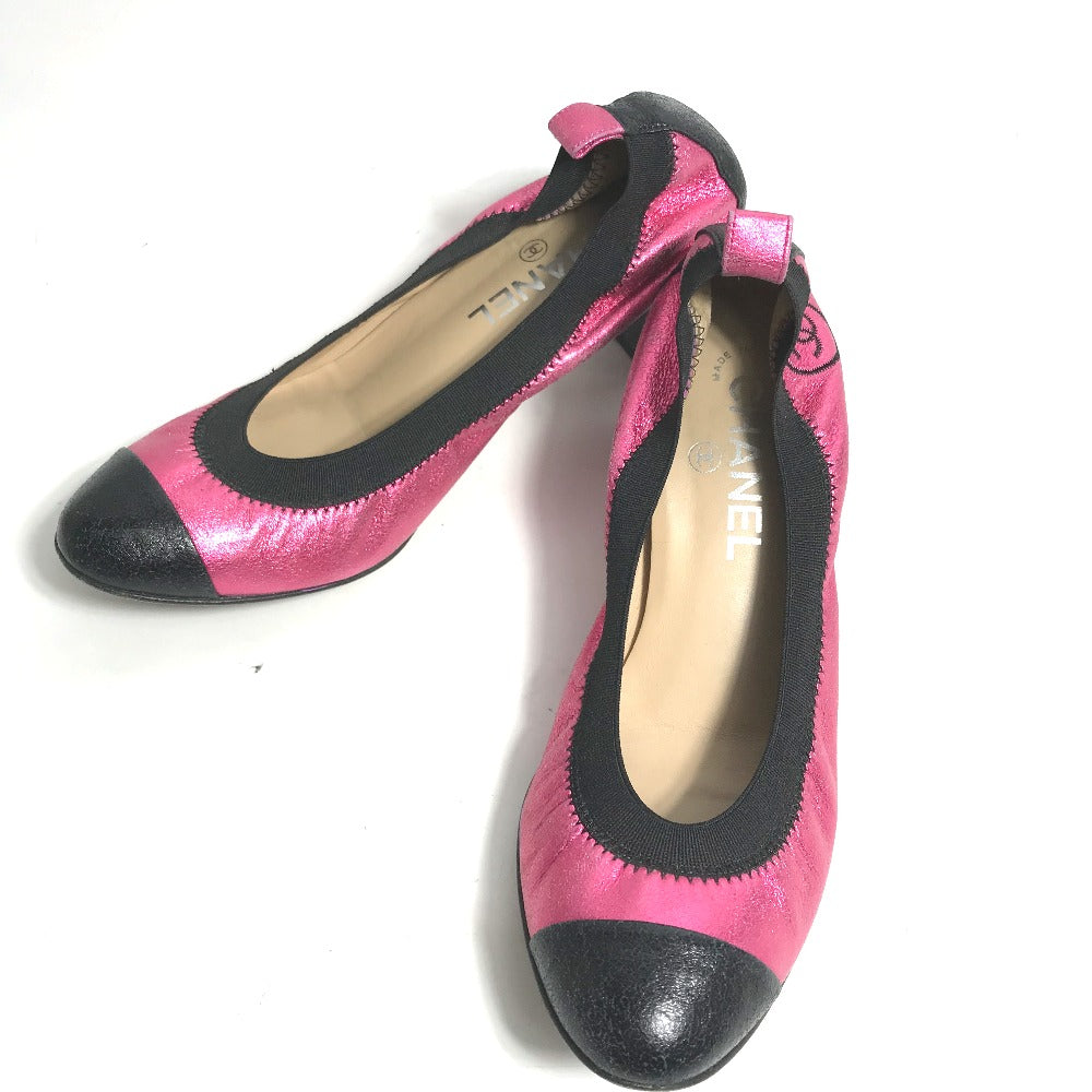 CHANEL pumps G26643 leather pink Metallic CC COCO Mark Women 37.5 Used Authentic