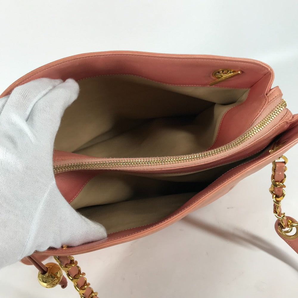 CHANEL Tote Bag leather pink Shoulder Bag CC COCO Mark Women Used Authentic