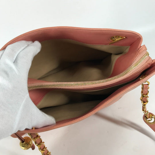 CHANEL Tote Bag leather pink Shoulder Bag CC COCO Mark Women Used Authentic