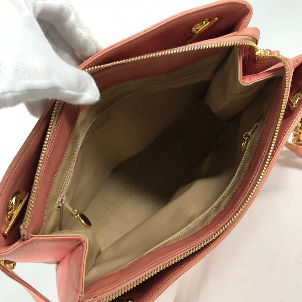 CHANEL Tote Bag leather pink Shoulder Bag CC COCO Mark Women Used Authentic