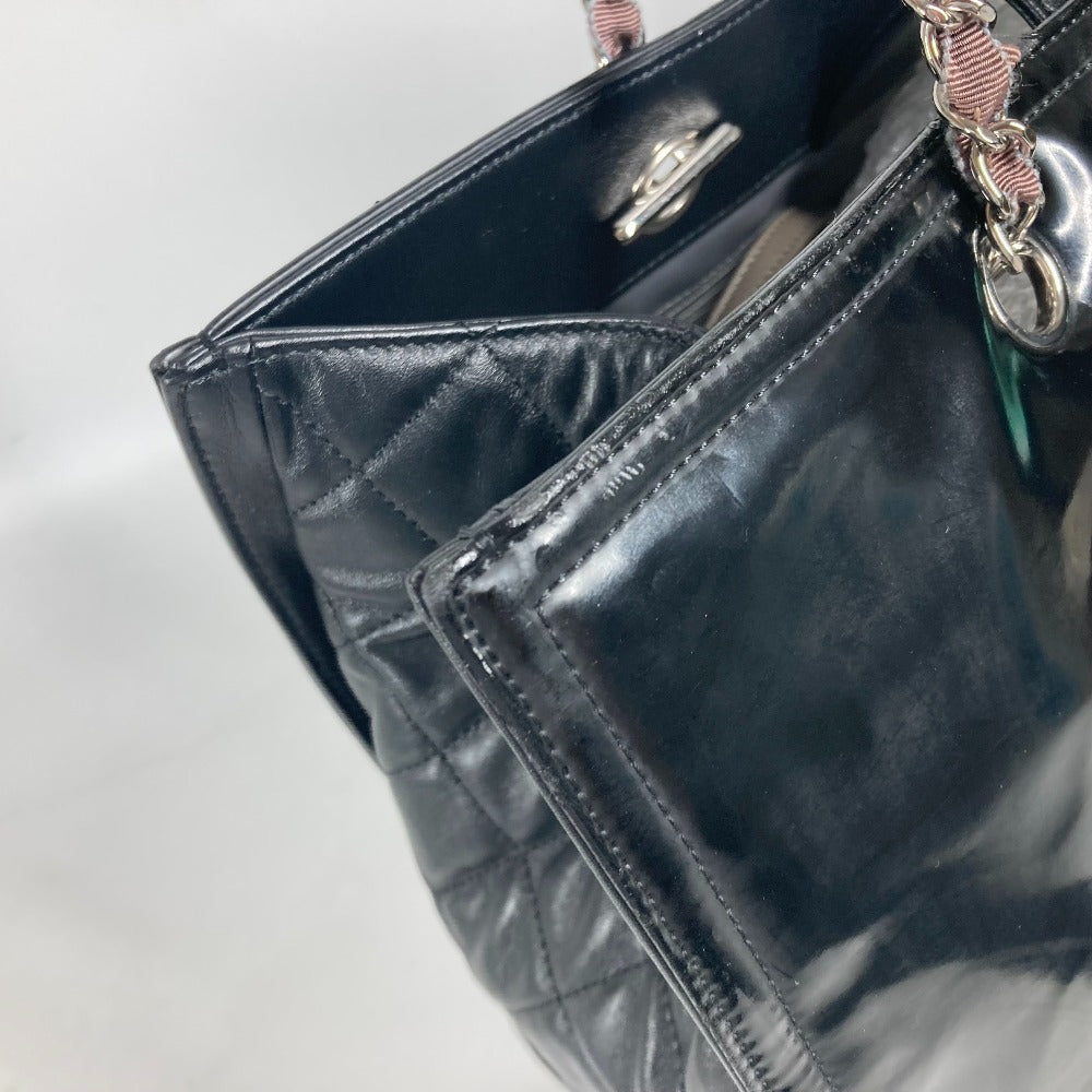 CHANEL Shoulder Bag enamel black CC COCO Mark Shoulder Bag Lipstick Women Used Authentic