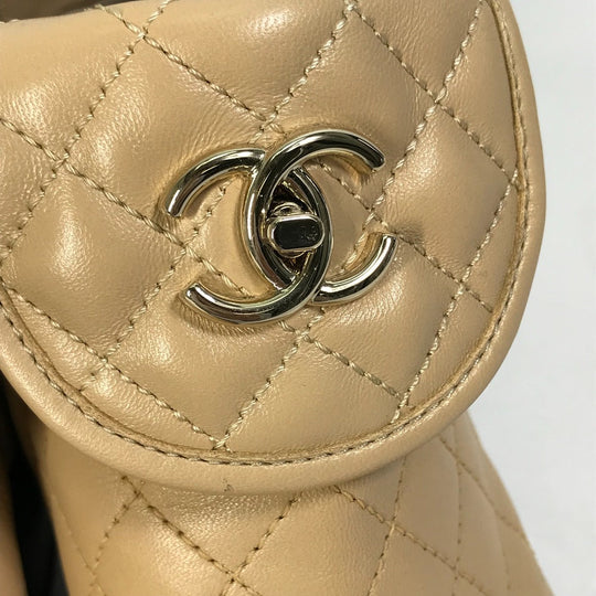 CHANEL boots G45144 lambskin beige 23B Bicolor Shoes Turnlock Matelasse Quilted Side Gore Women 38 Used Authentic