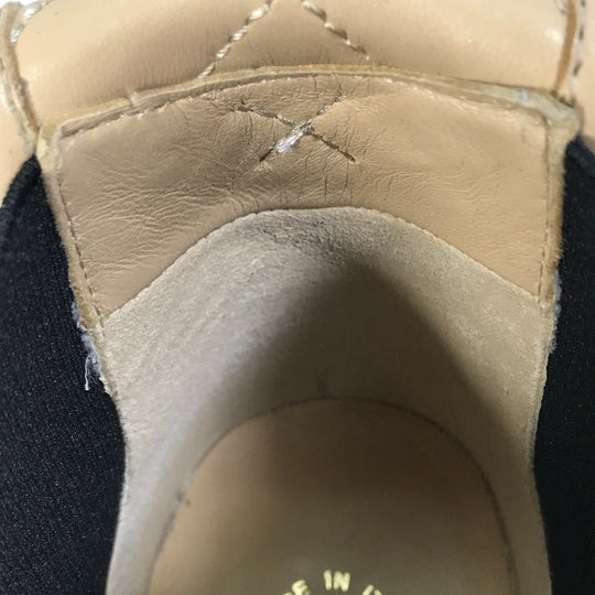 CHANEL boots G45144 lambskin beige 23B Bicolor Shoes Turnlock Matelasse Quilted Side Gore Women 38 Used Authentic