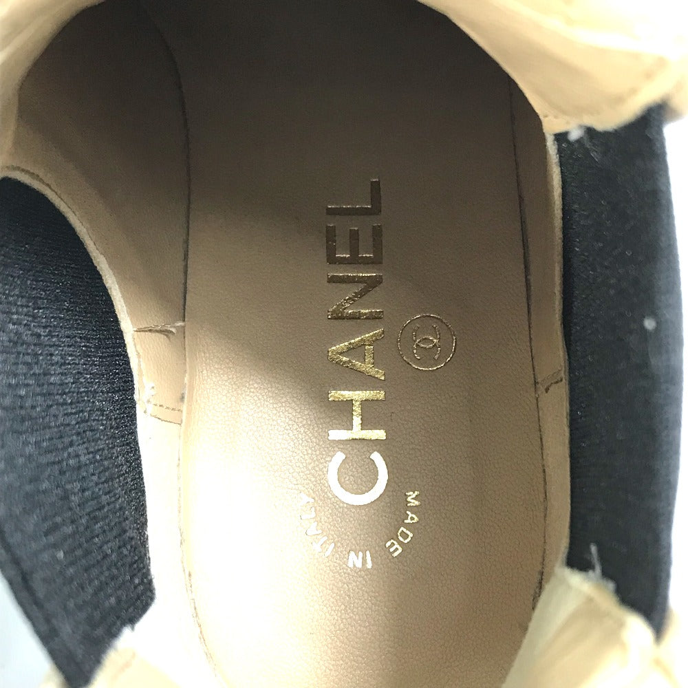 CHANEL boots G45144 lambskin beige 23B Bicolor Shoes Turnlock Matelasse Quilted Side Gore Women 38 Used Authentic