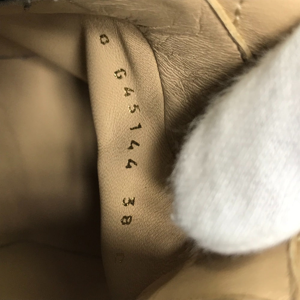 CHANEL boots G45144 lambskin beige 23B Bicolor Shoes Turnlock Matelasse Quilted Side Gore Women 38 Used Authentic