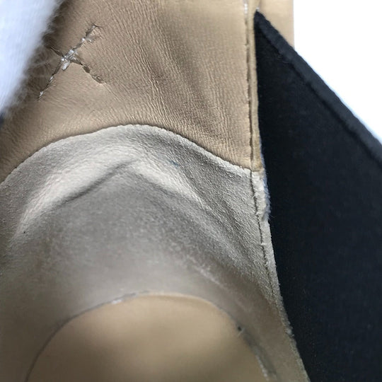 CHANEL boots G45144 lambskin beige 23B Bicolor Shoes Turnlock Matelasse Quilted Side Gore Women 38 Used Authentic