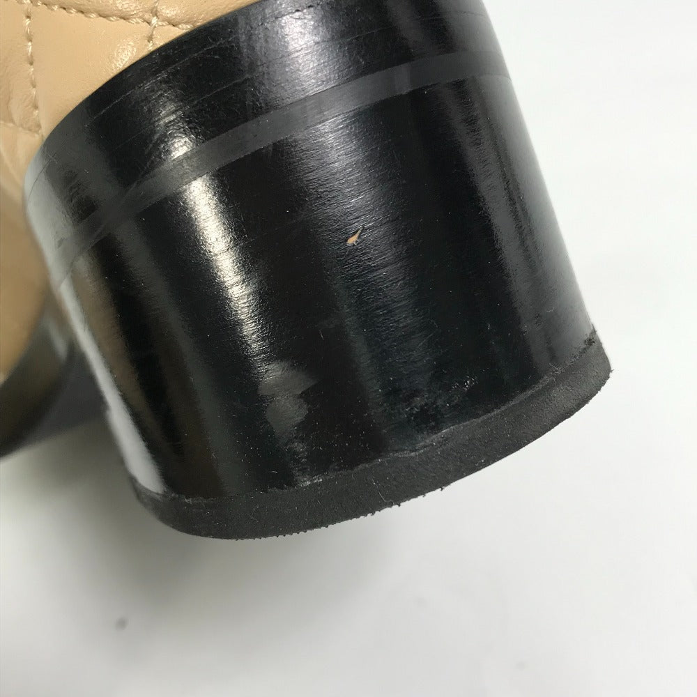 CHANEL boots G45144 lambskin beige 23B Bicolor Shoes Turnlock Matelasse Quilted Side Gore Women 38 Used Authentic