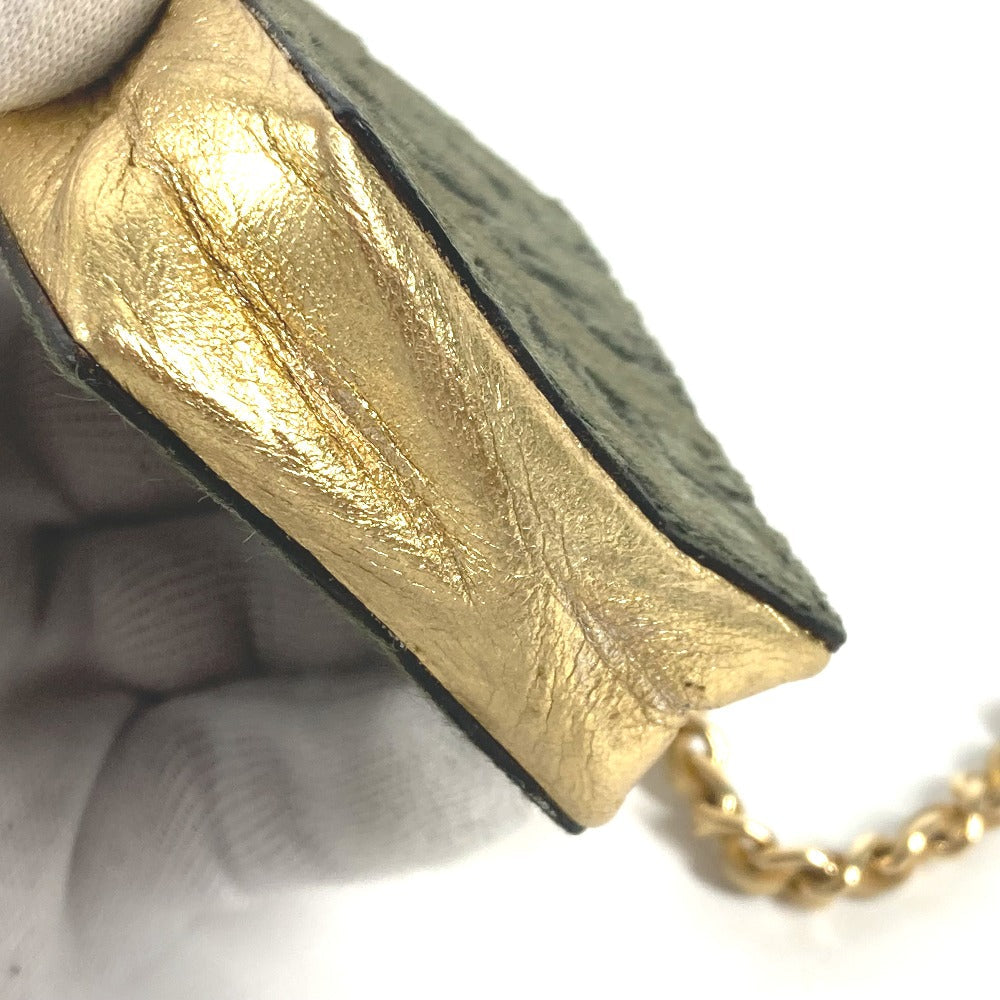 CHANEL Shoulder Bag Leather / Harako khaki bag pochette logo Chain Women Used Authentic