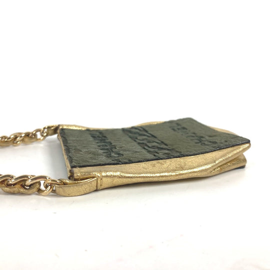 CHANEL Shoulder Bag Leather / Harako khaki bag pochette logo Chain Women Used Authentic