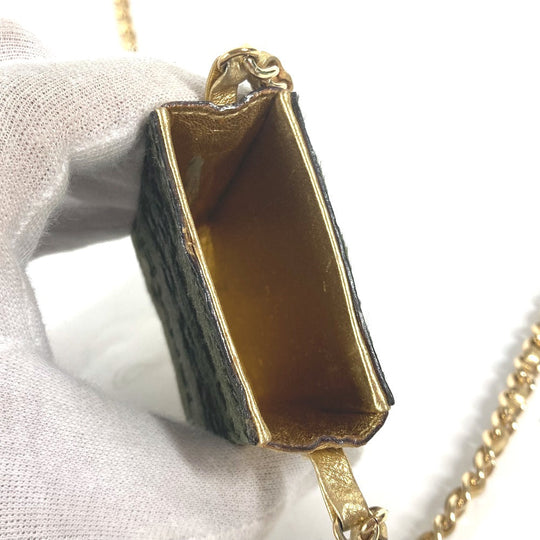 CHANEL Shoulder Bag Leather / Harako khaki bag pochette logo Chain Women Used Authentic