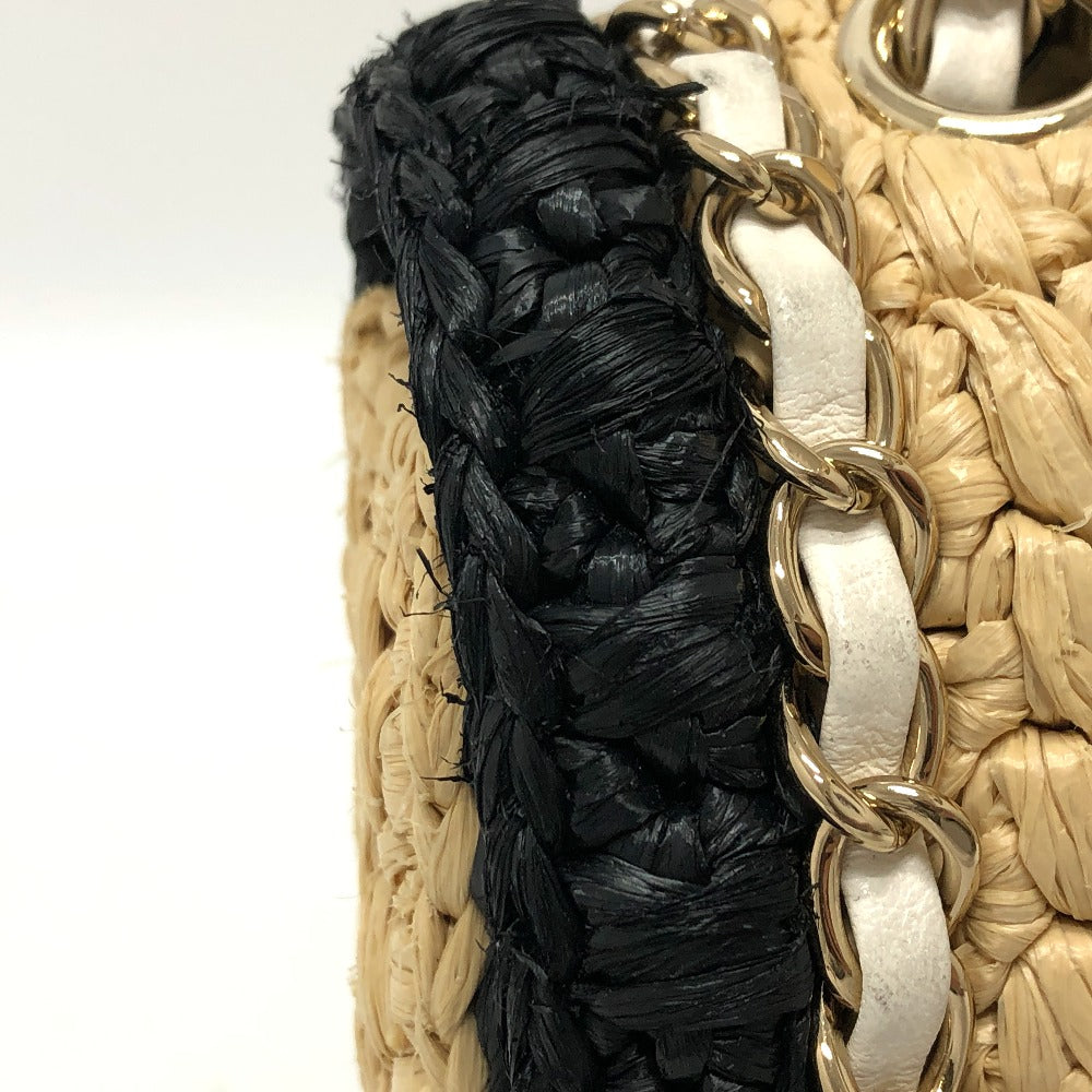 CHANEL Shoulder Bag hemp Beige x black COCO Mark